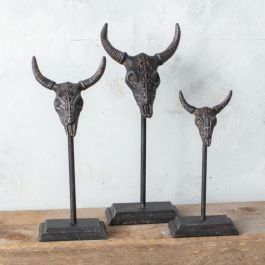Rustic Metal Longhorn Sculpture Set of 3 | Rod's Western Palace/ Country Grace