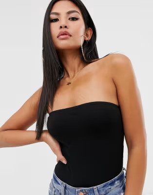 ASOS DESIGN bandeau bodysuit in black | ASOS US
