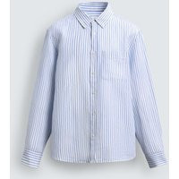 Zara - Striped Regular Fit Linen/Cotton Shirt - Blue/White - M - Man | Zara UK