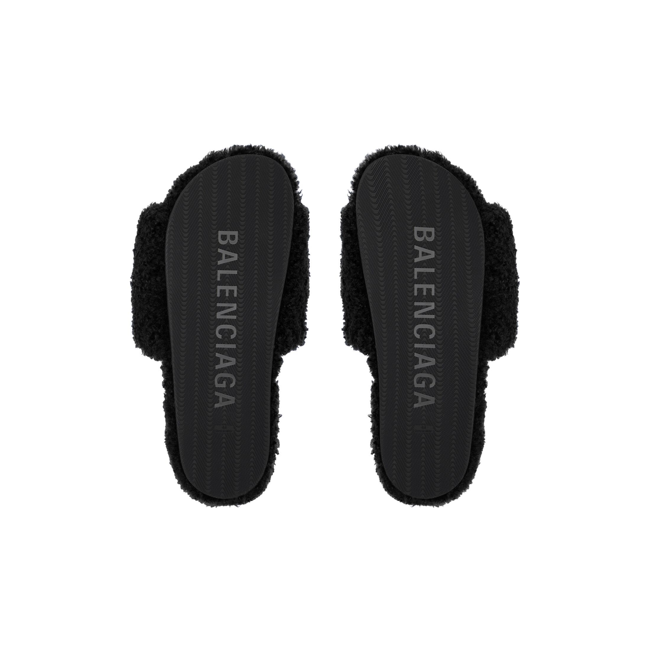 Men's Furry Slide Sandal in Black/white/red | Balenciaga