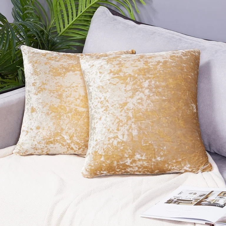 Deconovo 18 x 18 inch Decorative Crushed Velvet Pillow Covers for Couch Bed Throw Pillow Covers P... | Walmart (US)