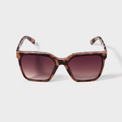 Women's Plastic Square Tortoise Shell Sunglasses - A New Day™ Assorted Beiges: UV Protection, I... | Target