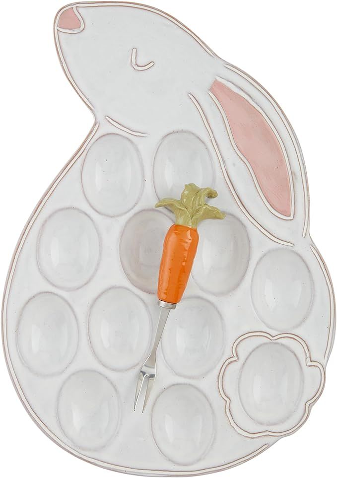 Mud Pie Bunny Devil Egg Tray, 14.5" x 10.25", WHITE | Amazon (US)
