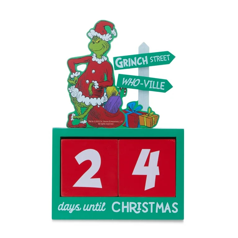 Dr Seuss' The Grinch Who Stole Christmas, Countdown Calendar, Green, MDF | Walmart (US)