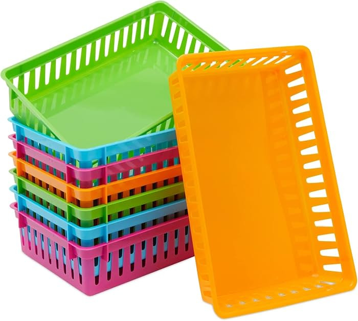 Bright Creations 8 Pack Colorful Storage Bins for Classroom - Small Plastic Baskets for Organizin... | Amazon (US)