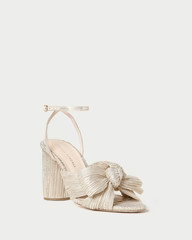 Camellia Platinum Pleated Bow Heel | Loeffler Randall