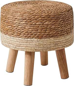 YMYNY Foot Stool Natural Seagrass Hand Weave, 12.6" Small Ottoman, Round Footrest for Living Room... | Amazon (US)