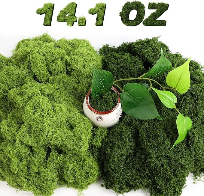 Jollidecor Fake Moss for Crafts, 14.1 OZ Artificial Moss for Plants Indoor Decorative Light Green... | Amazon (US)
