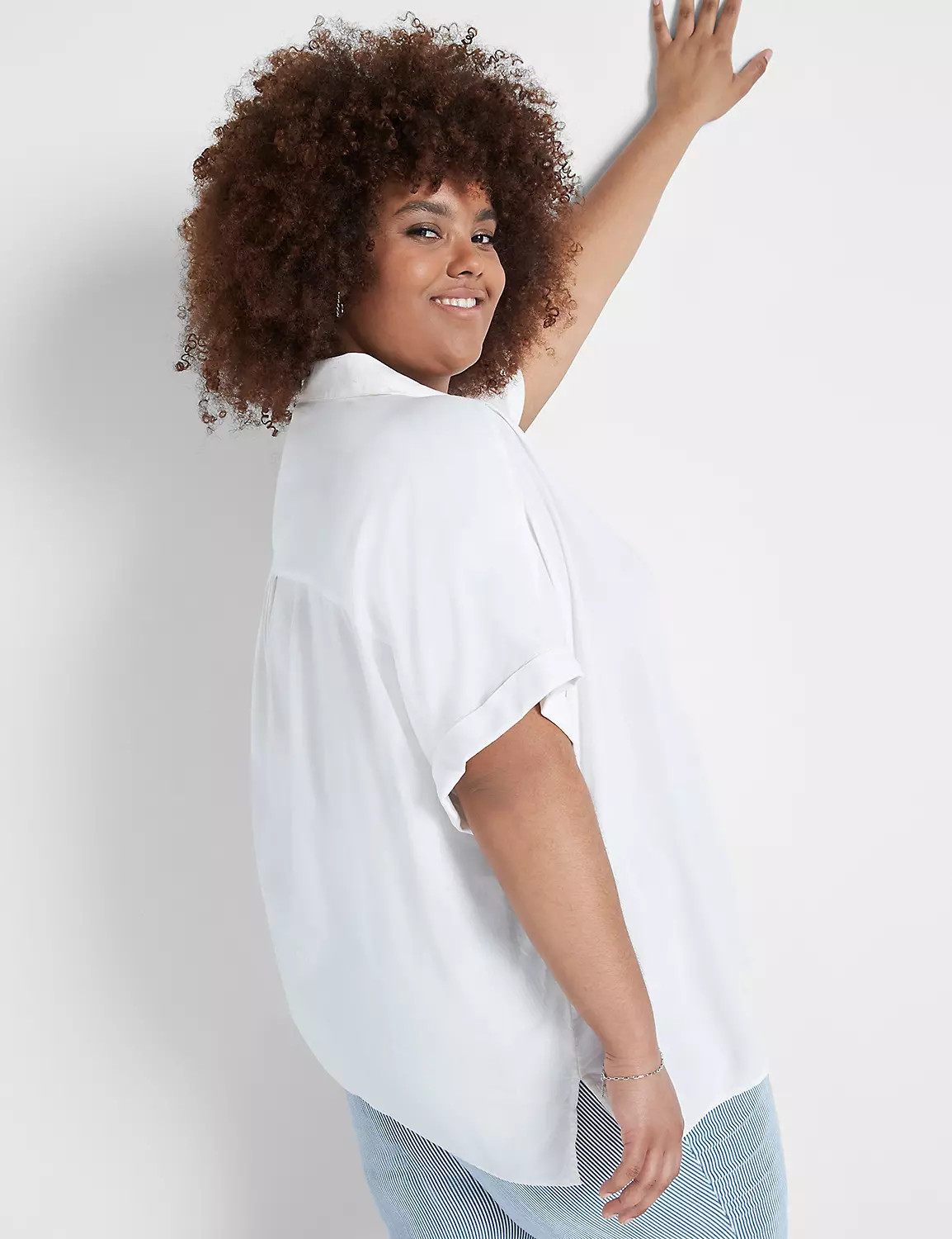 Relaxed Short-Sleeve Button-Down Top | LaneBryant | Lane Bryant (US)