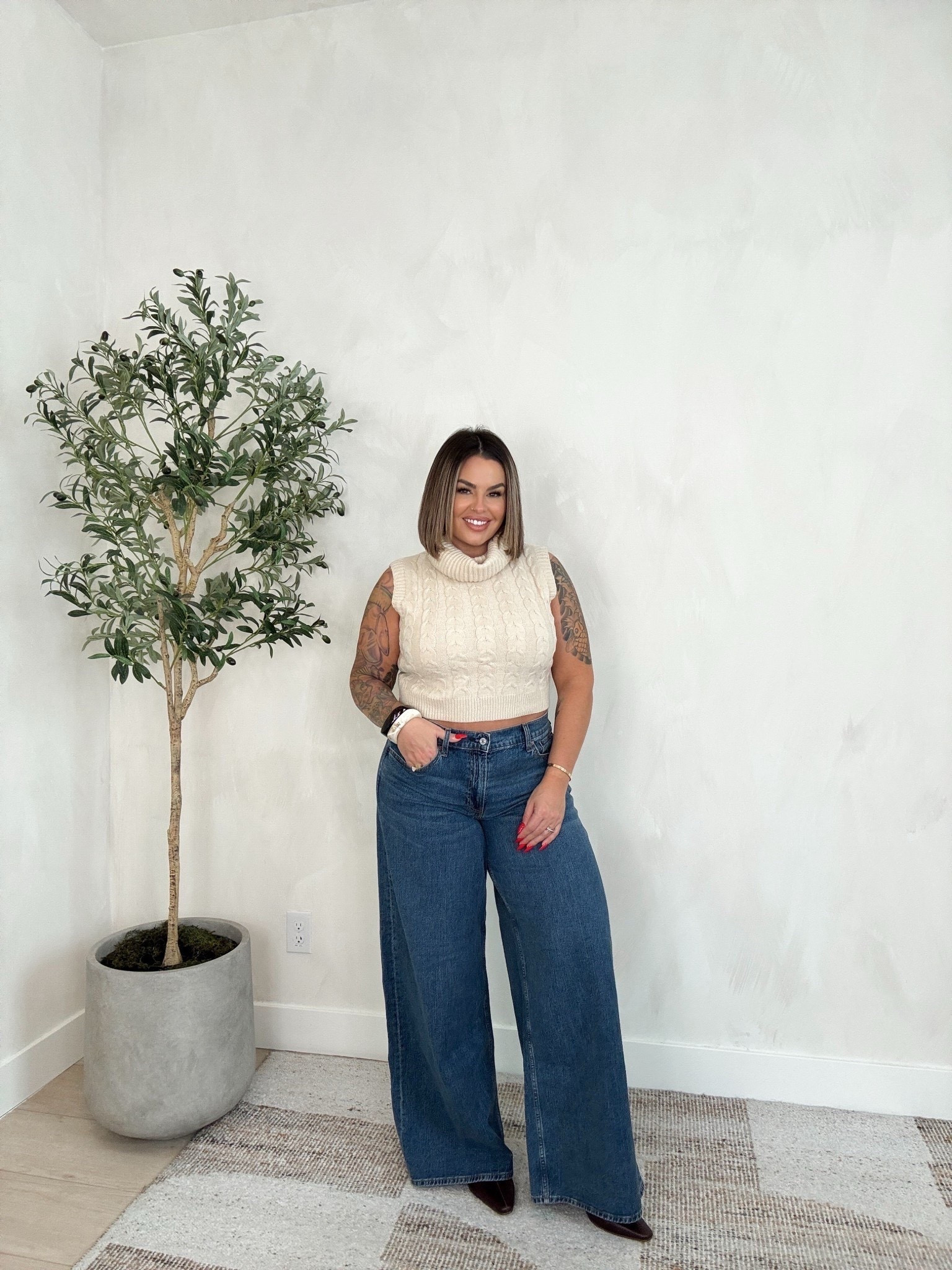 Jeans 31 L these are a really nice fit mid rise wide leg Jean. Soft drapey denim. I wore these a ton last year in the cream color as well. 

Top L 
Linked exact boots as well as a similar pair I also have that are more affordable. 

Follow my LTK @shaynaslife on the @shop.LTK app to view this post and get my exclusive app-only content!

#liketkit 
@shop.ltk
https://liketk.it/5PB2M

#LTKootd #LTKMidsize #LTKSaleAlert