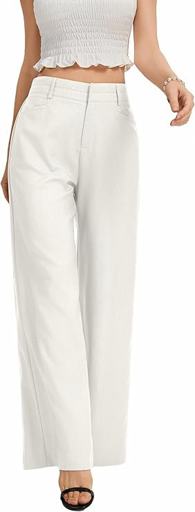 FUNYYZO Womens Wide Leg Pants Casual High Waisted Stretchy Double Waisted Work Business Dress Pan... | Amazon (US)