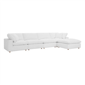 Modway Commix 5-Piece Fabric Down Filled Sectional Sofa Set in Pure White | Cymax