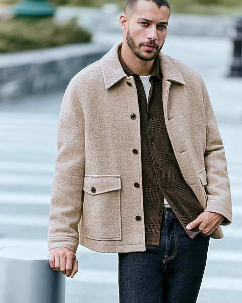 Textured Boucle Wool-Blend Jacket | Express