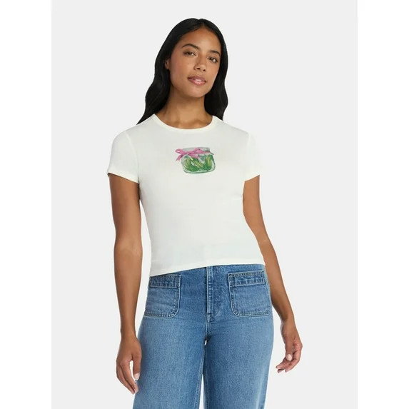 Women’s Pickle Jar Graphic Tee with Short Sleeves, Sizes XXS-XXL | Walmart (US)