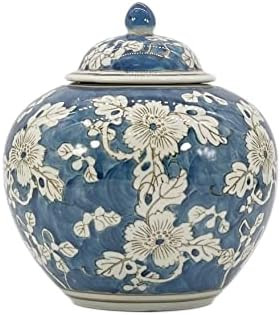 Blue and White Floral Chinoiserie Jar 8" w/ Lid- Ginger Jar, Tea Storage, Decorative, Home Décor... | Amazon (US)