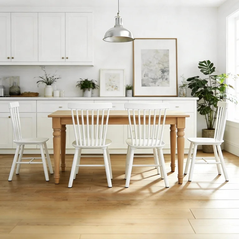 Fancrou Windsor Dining Chair Set of 4, Spindle Back Wooden Chairs for Kitchen and Dining Room, Fa... | Walmart (US)