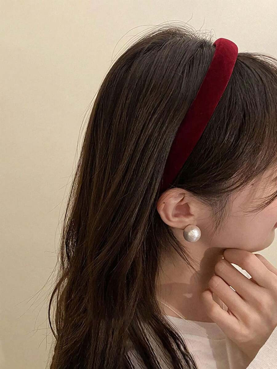 1pc Women Velvet Headband, Retro Elegant Solid Color Minimalist Design, All-Match Hair Accessorie... | SHEIN