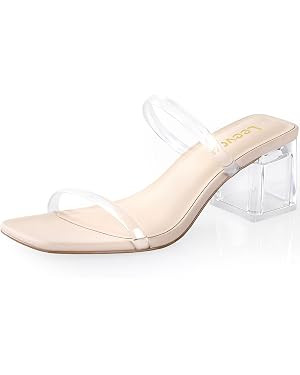 Leevar Square Toe Heeled Sandals for Women - Women's Low Block Heels Sandals - 2.25IN Open Toe An... | Amazon (US)