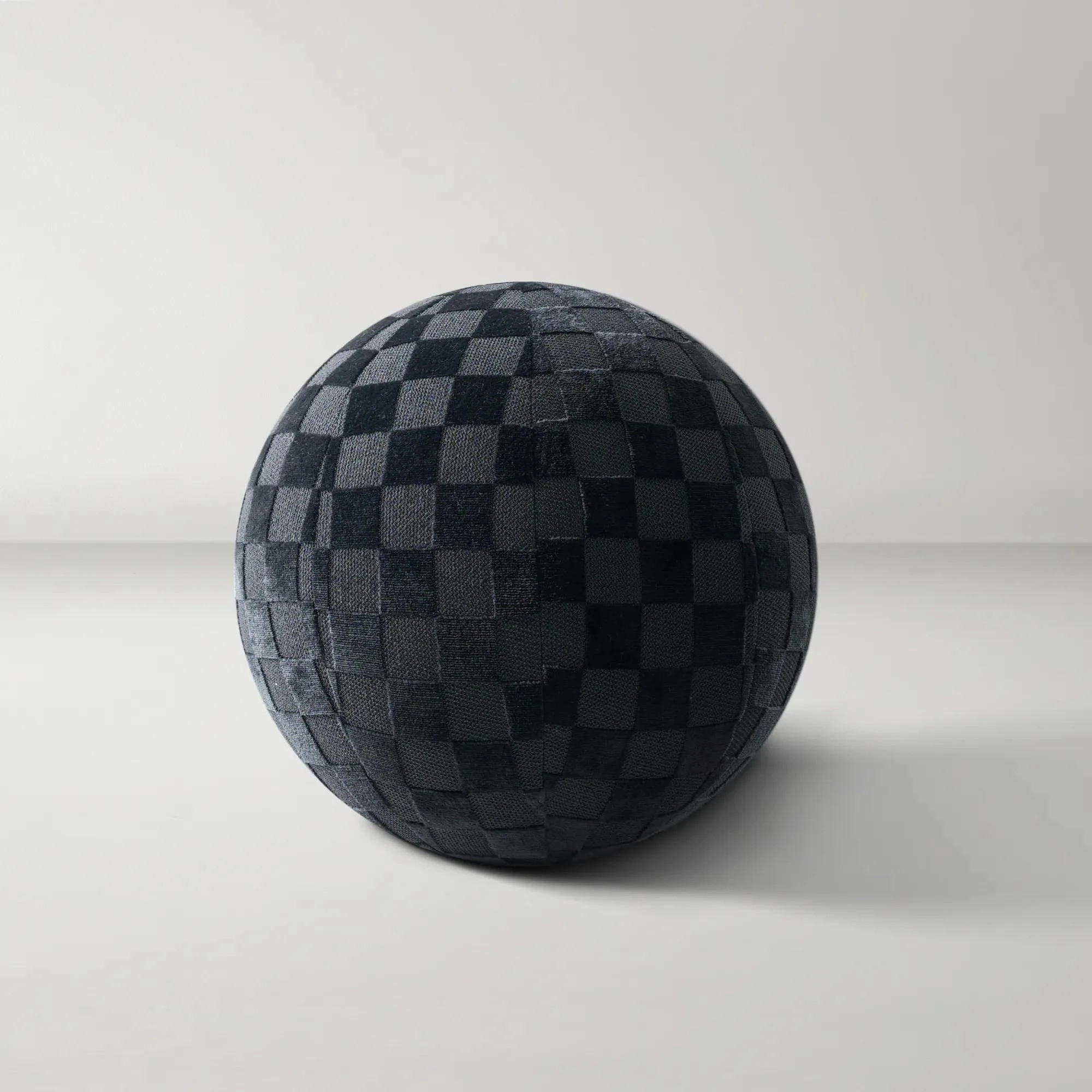 Checker Velvet Ball Pillow 12" - Black | Z Gallerie