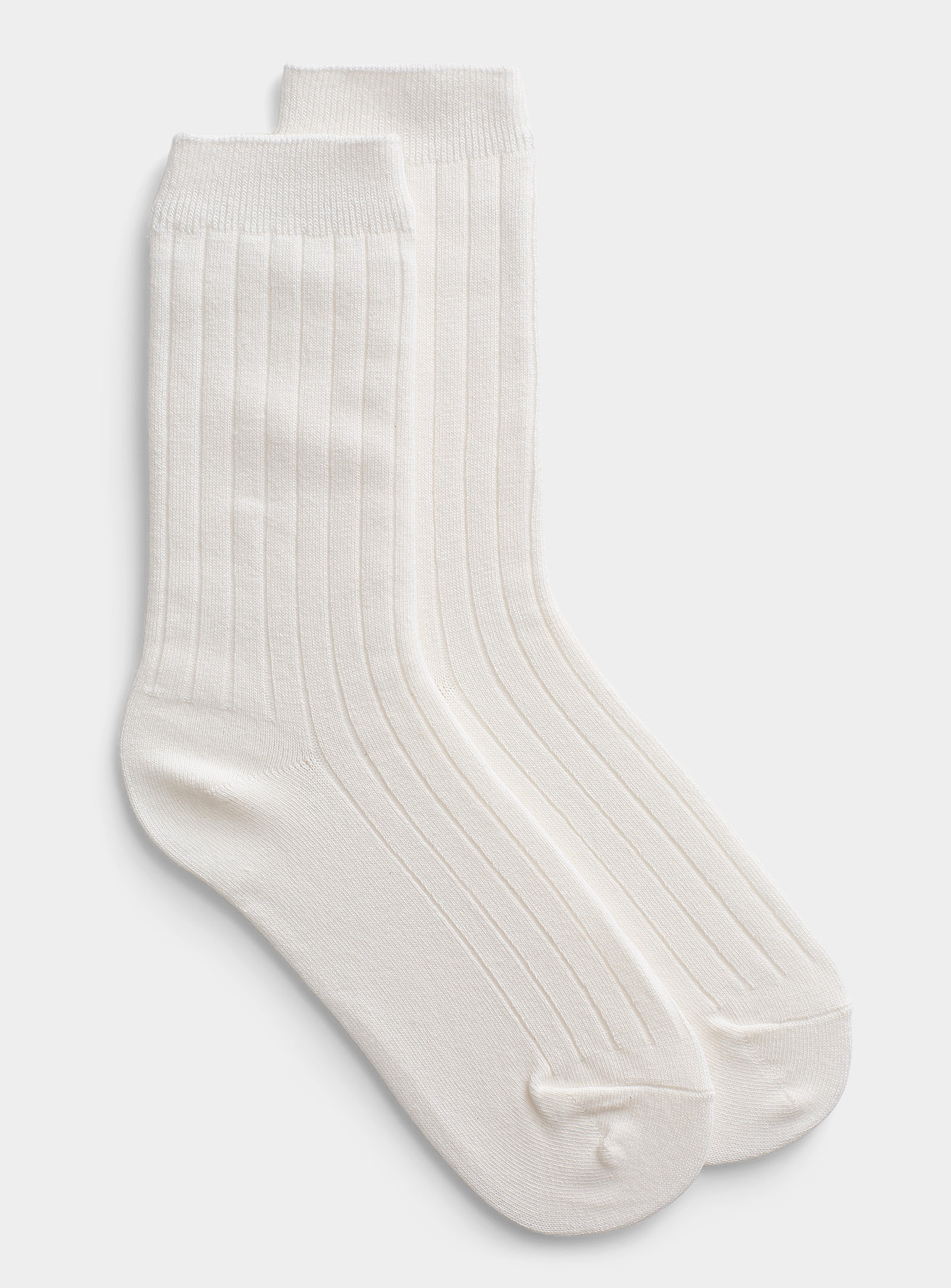 Simons - Ribbed monochrome socks (Women, White, ONE SIZE) | Simons
