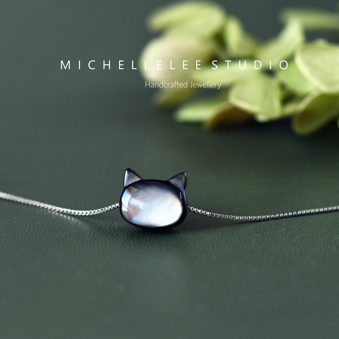 Hand Carved Black Cat Bracelet, Natural Black Mother of Pearl Bracelet, Animal Bracelet, Gift for... | Etsy (US)