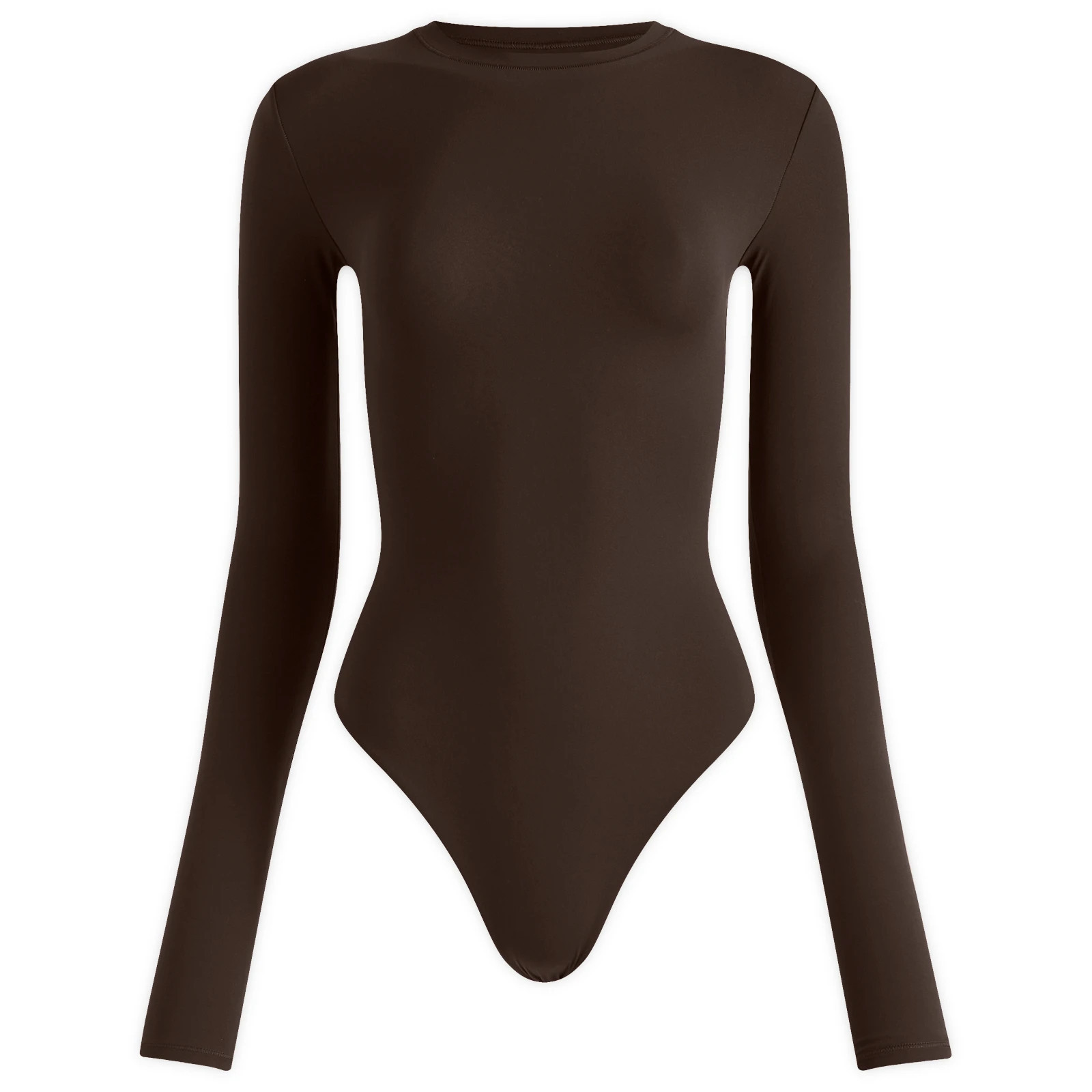 SKIMS Women's Fits Everybody Long Sleeve Crewneck Bodysuit in Cocoa, Size X-Large | END. Clothing