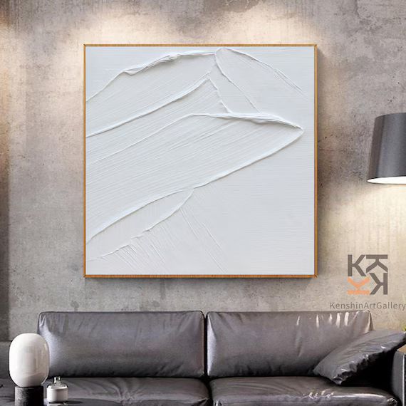 Large Nordic White Abstract Wall White 3D Texture Painting | Etsy | Etsy (US)