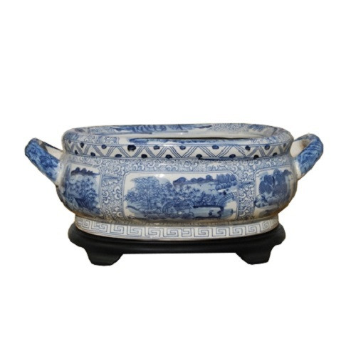 Unique Blue & White Porcelain Foot Bath Basin Chinese Blue Willow | eBay US