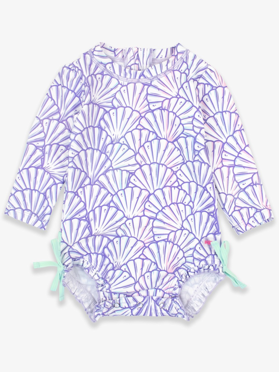 Novelty Print Long Sleeve One Piece Rash Guard | RuffleButts / RuggedButts