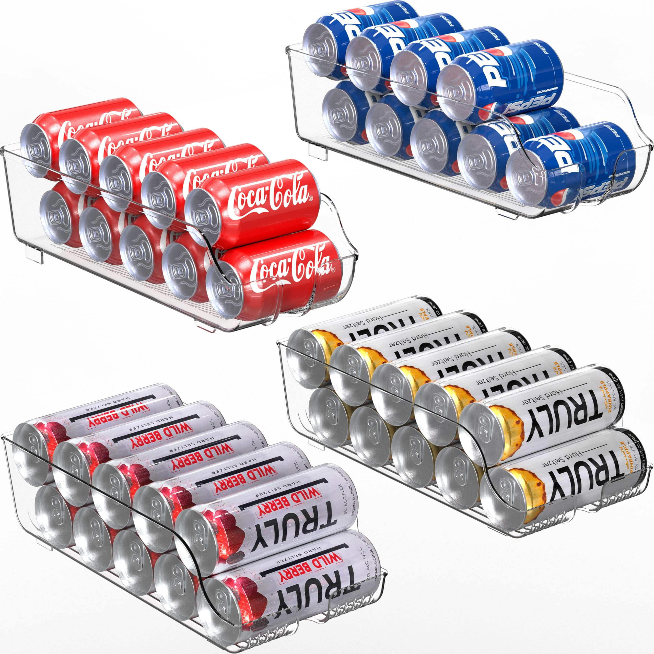 Simple Houseware Assorted Can Organizer for Refrigerator/Pantry, Set of 4, Clear | Amazon (US)