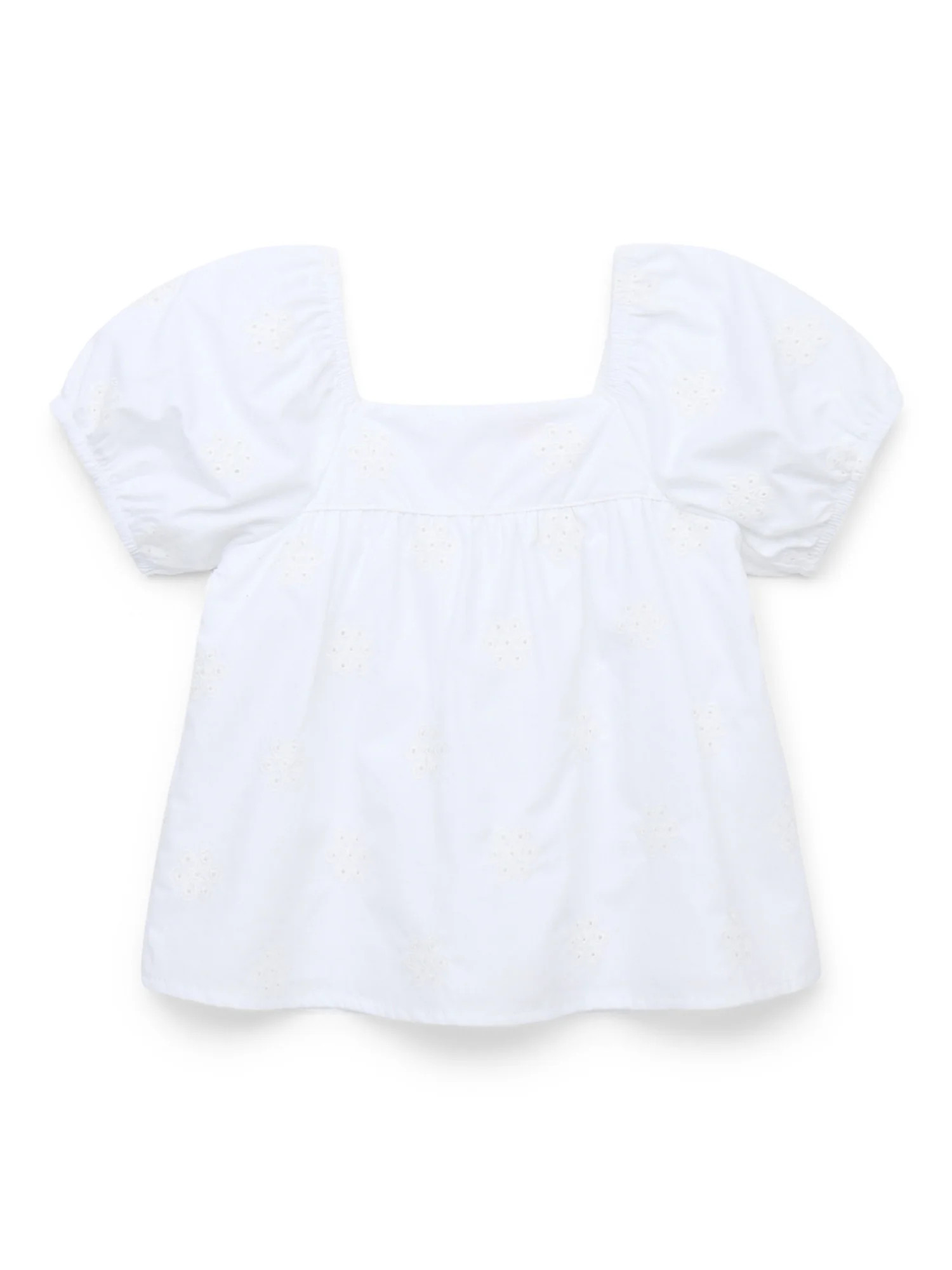 Wonder Nation Toddler Girl Cotton Puff Sleeve Blouse, Sizes 12M-5T | Walmart (US)