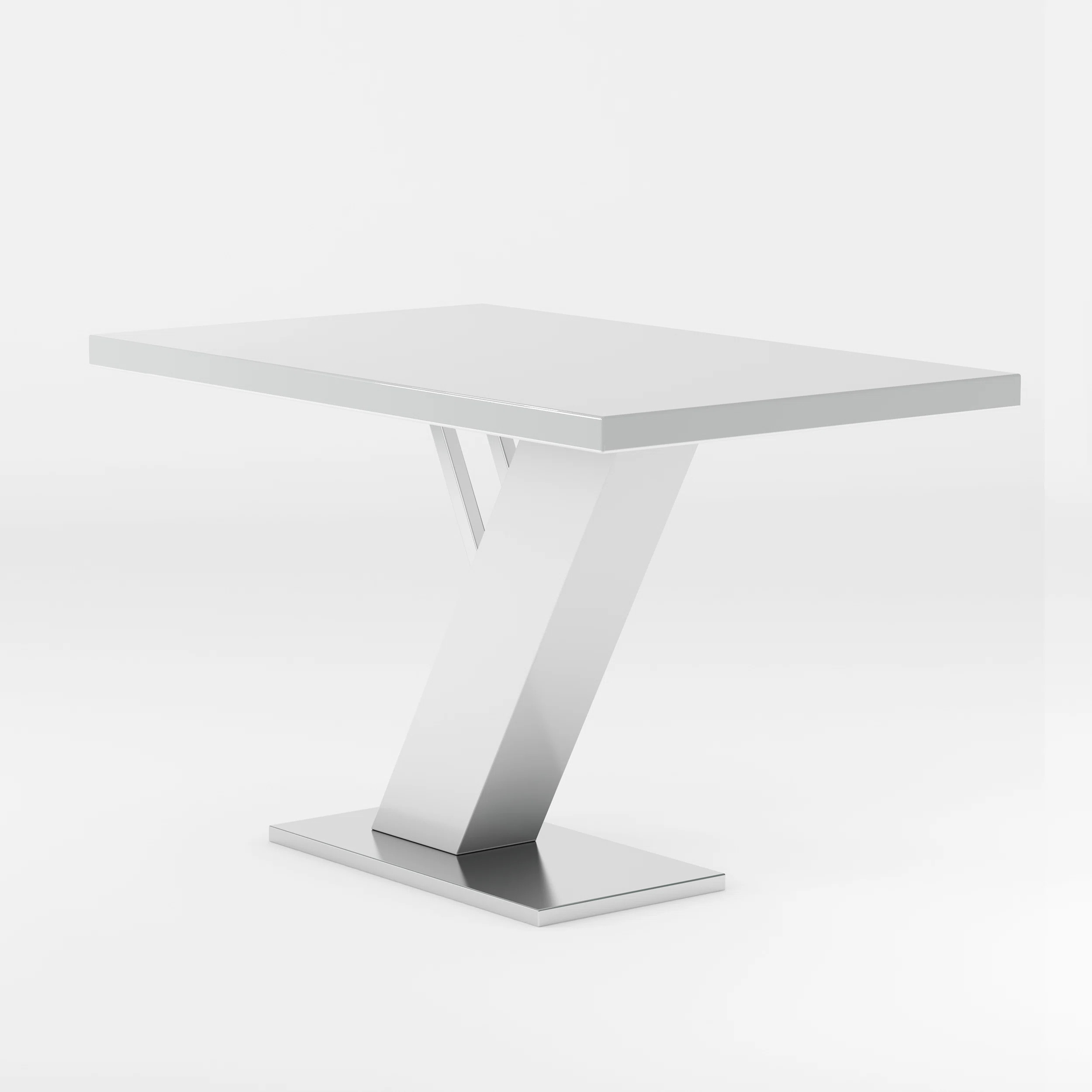 Belmaris Contemporary Dining Table w/ White Gloss Top & Y-Shaped Pedestal | Wayfair North America