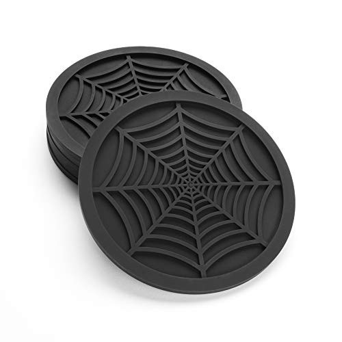 Silicone Coasters For Drinks - 6 Pack Unique Design Spider Drink Coasters, 4" Black Coaster Set by COASTERFIELD | Amazon (US)