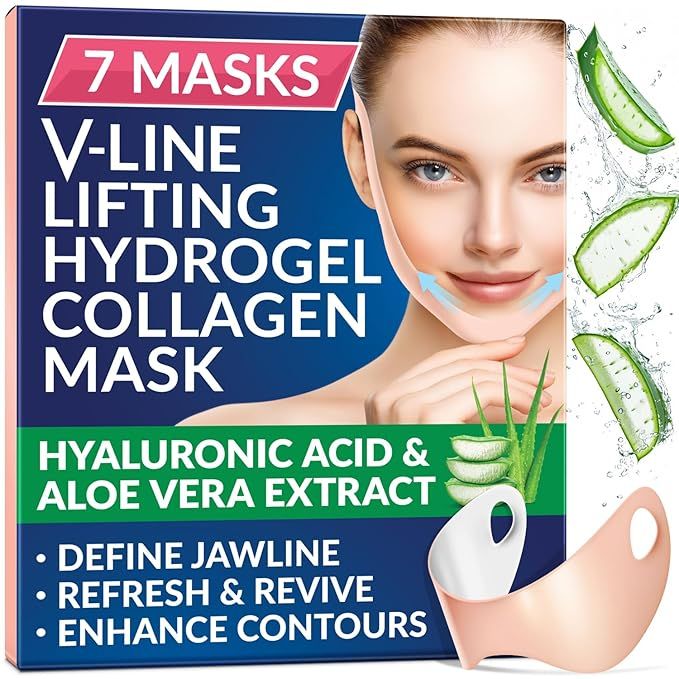 Stylia Double Chin Mask - V Line Chin Strap - Toning Hydrogel Collagen Face Mask with Hyaluronic ... | Amazon (US)