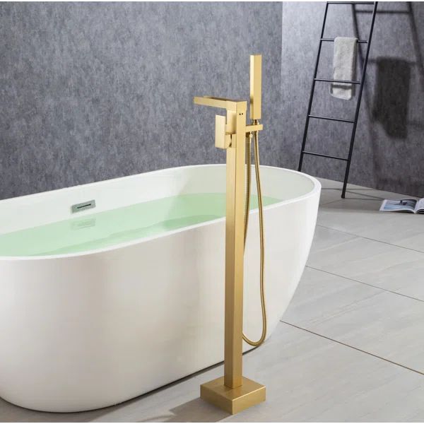 C8002LSJ Single Handle Floor Mounted Freestanding Tub Filler With Hand Shower | Wayfair North America