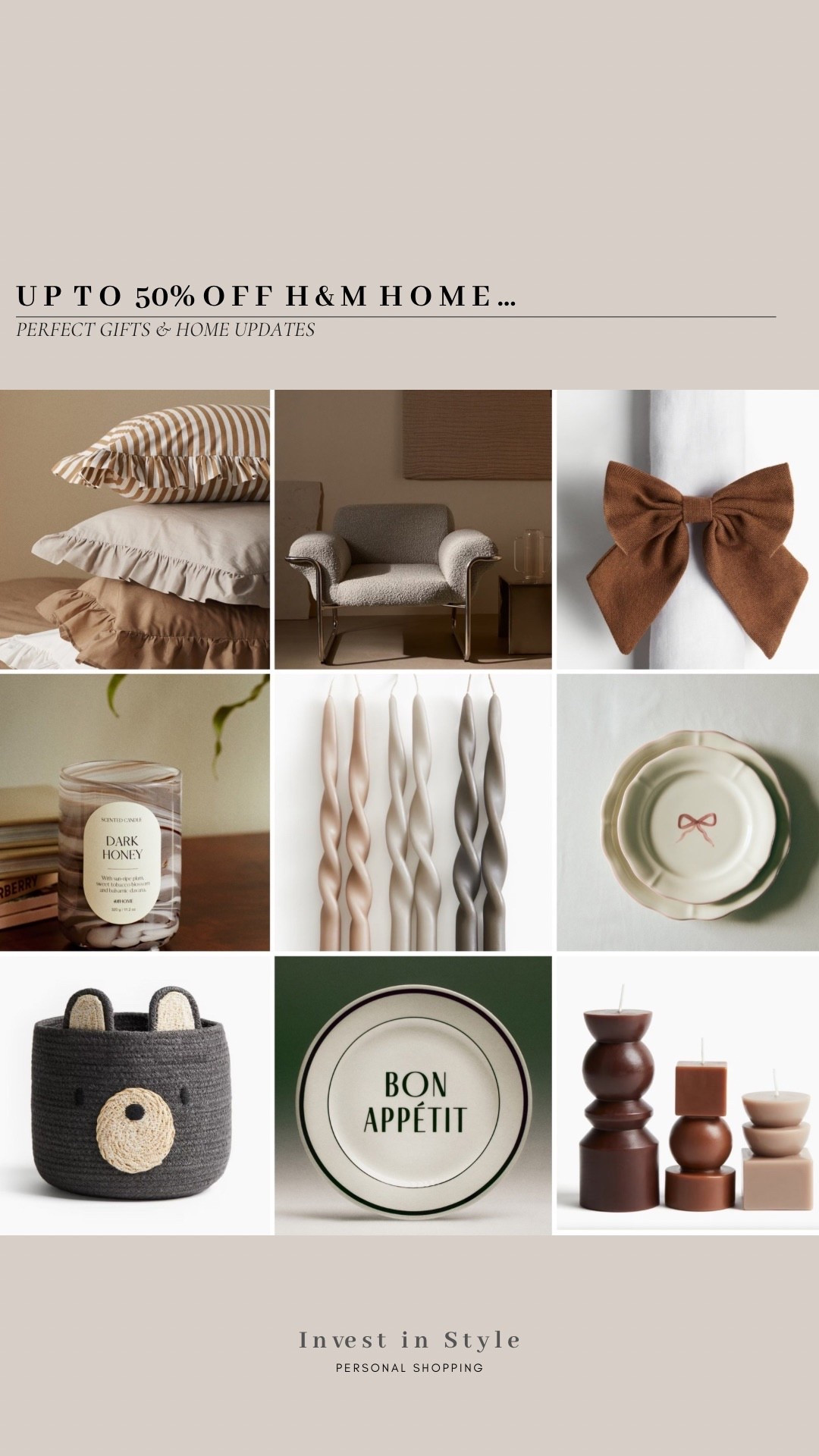 Up to 50% off H&M homewear 
Some beautiful finds for a home update , last minute gift - starting at £2 🙋🏼‍♀️😉 

Gifts 
Home wear 
Cushions 
Candles 
Furniture 

#LTKsale #LTKhome #LTKgiftguide