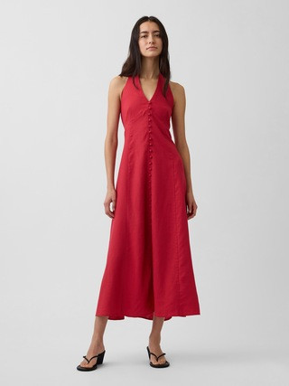 Linen-Blend Halter Maxi Dress | Gap (CA)
