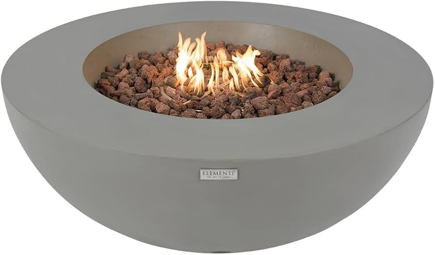 Elementi Lunar Bowl Concrete Fire Pit 42" x 42" Outdoor Patio Firepit Includes Lava Rocks Modern ... | Amazon (US)