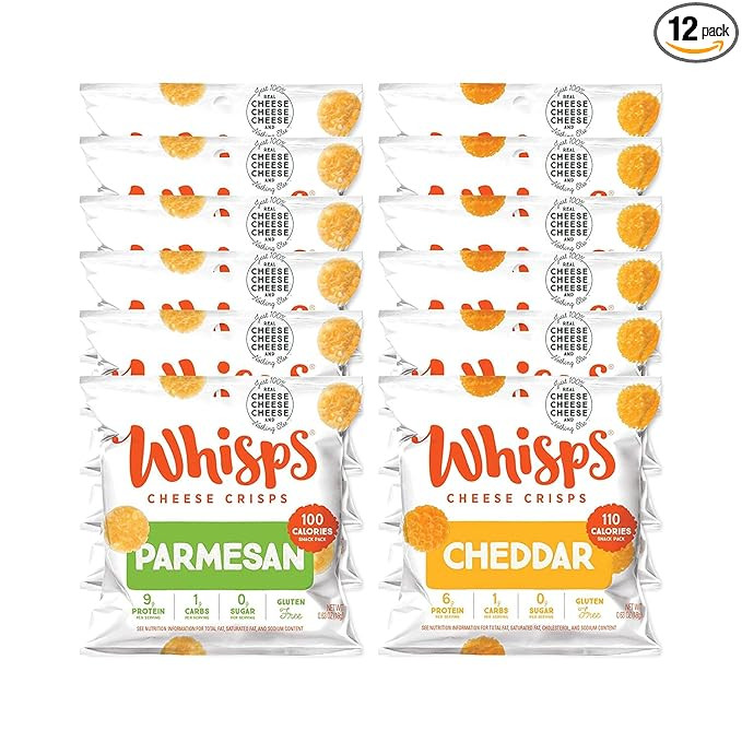 Whisps Parmesan & Cheddar All Natural Cheese Crisps - 2 Flavor Variety Pack - Great Tasting Healt... | Amazon (US)