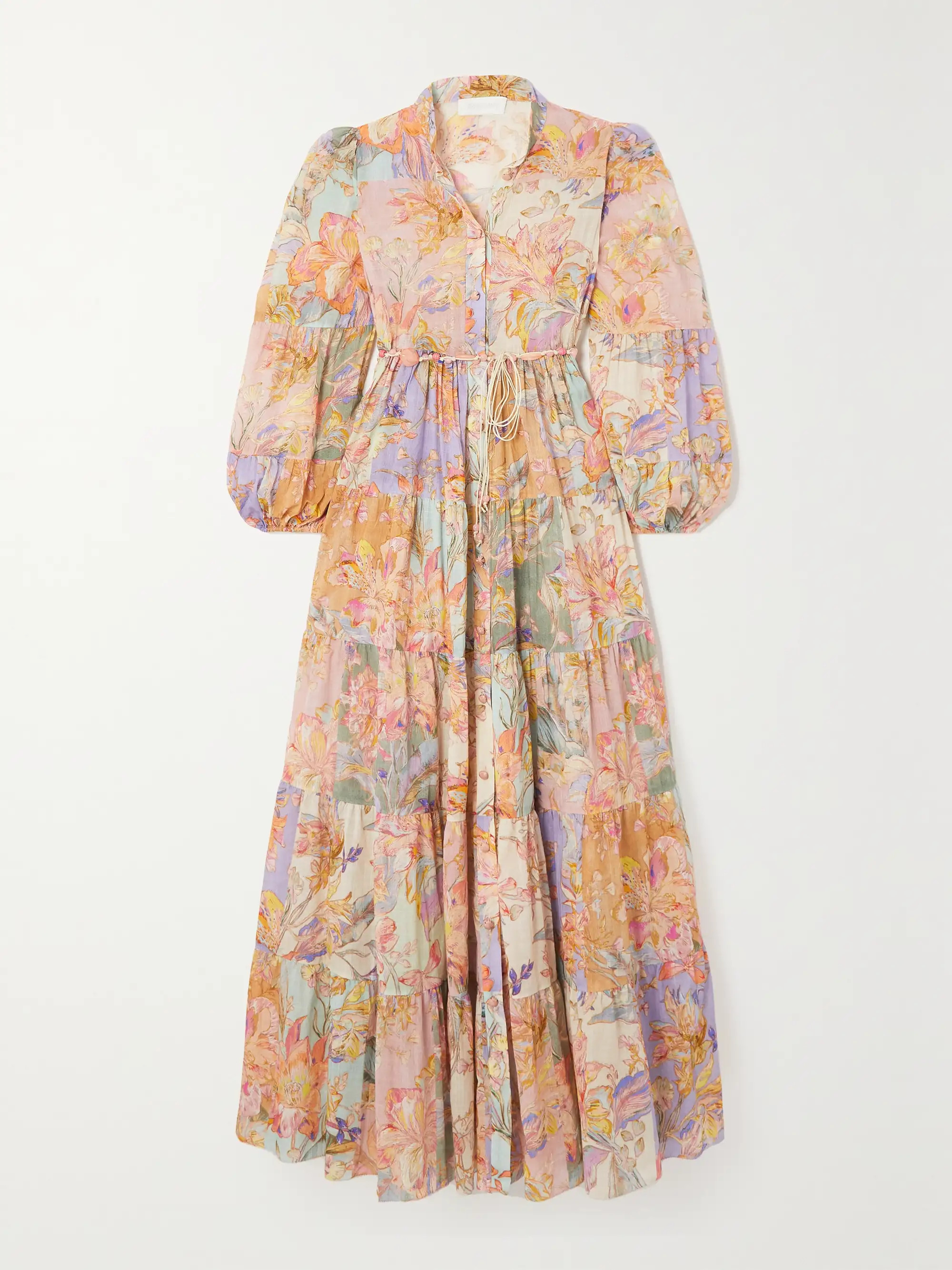 Cira belted tiered printed cotton-voile midi shirt dress | NET-A-PORTER (US)