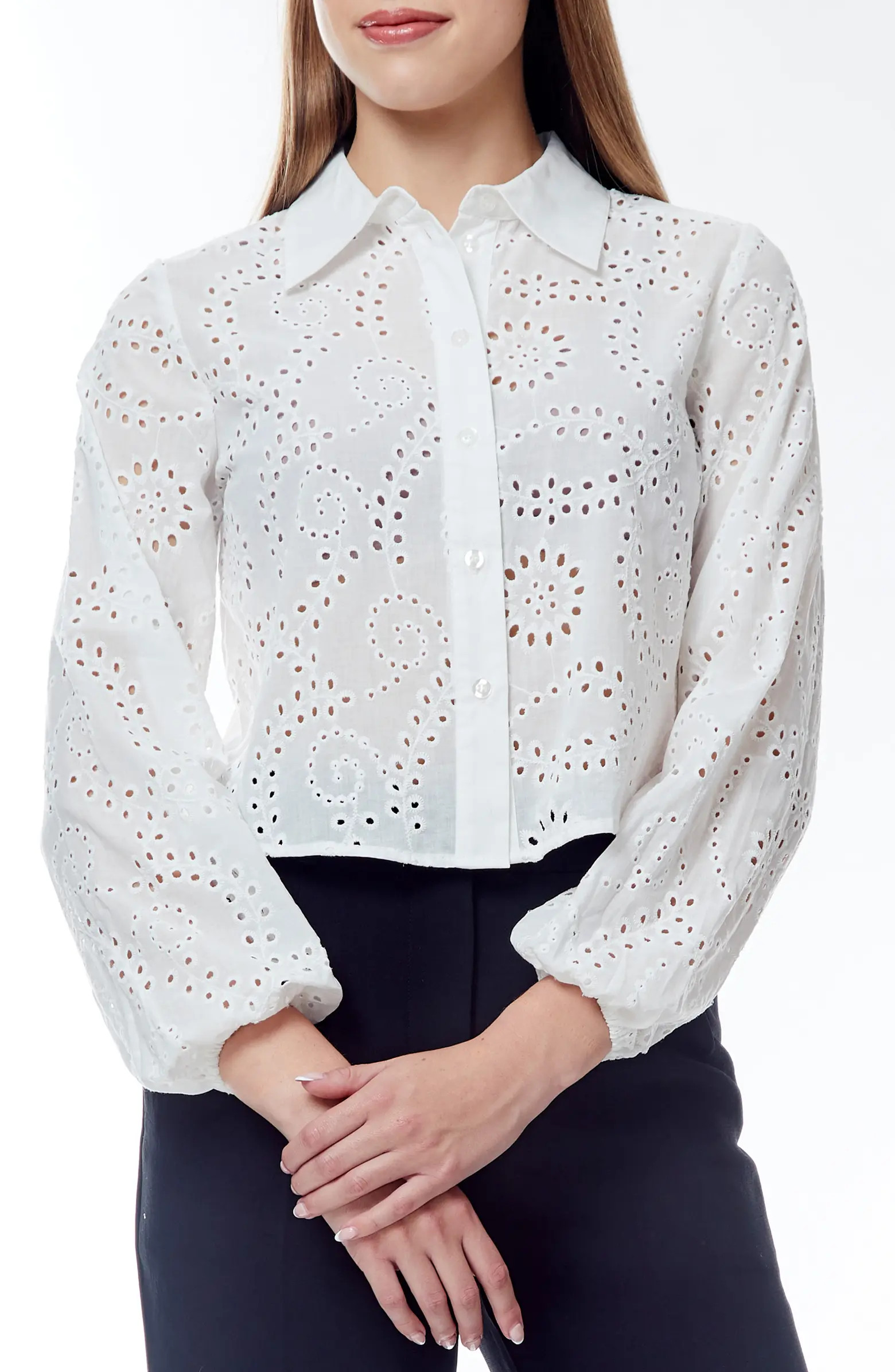 Ariana Eyelet Button-Up Shirt | Nordstrom Rack