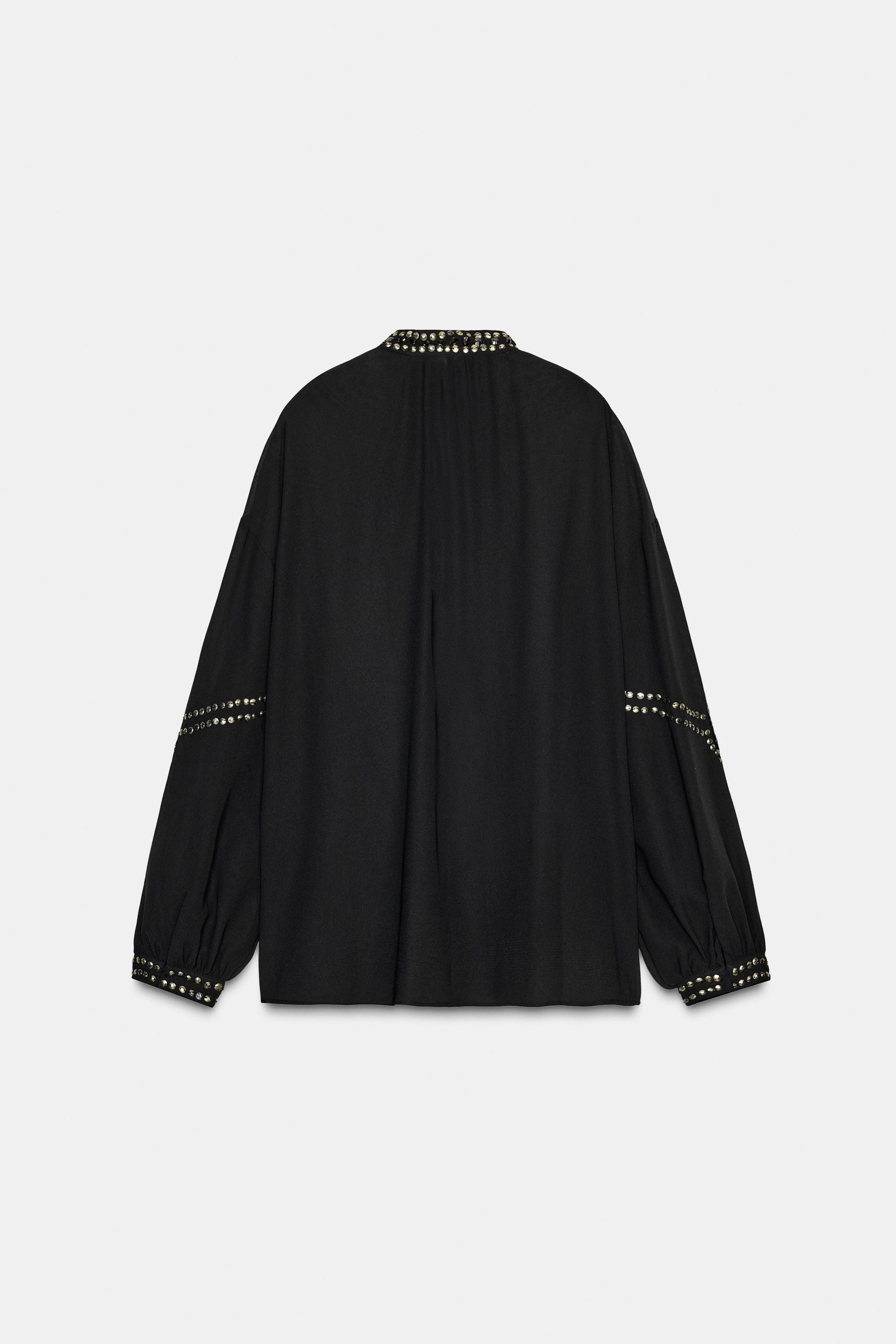 SEMI-SHEER BEADED BLOUSE | Zara US