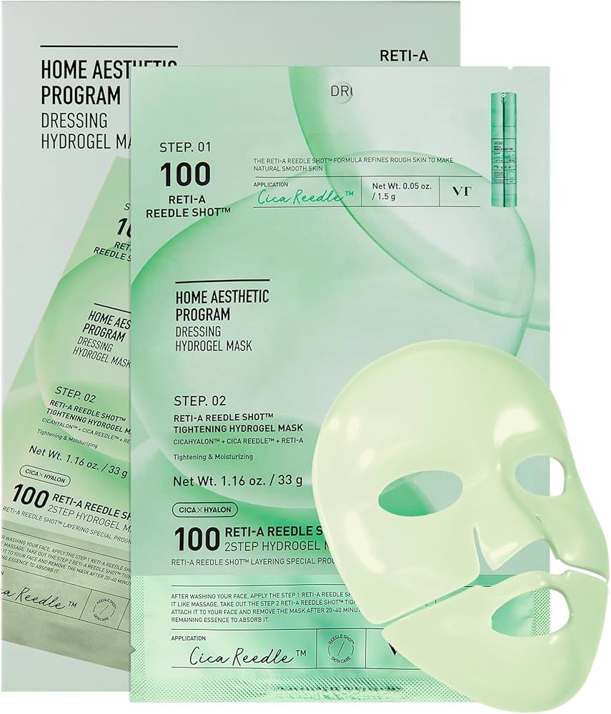 VT COSMETICS Reti-A Reedle Shot 100 2-Step Hydrogel Mask(34.5gx4ea), Intensive Tightening, Exosom... | Amazon (US)