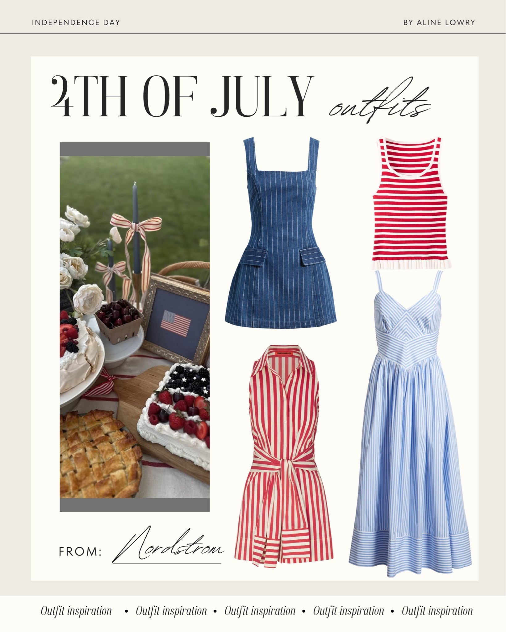 4th of July outfit ideas from Nordstrom 
Blue red and white, stripes, dresses and tops. Also great if you’re supporting the USA in the World Cup 🇺🇸