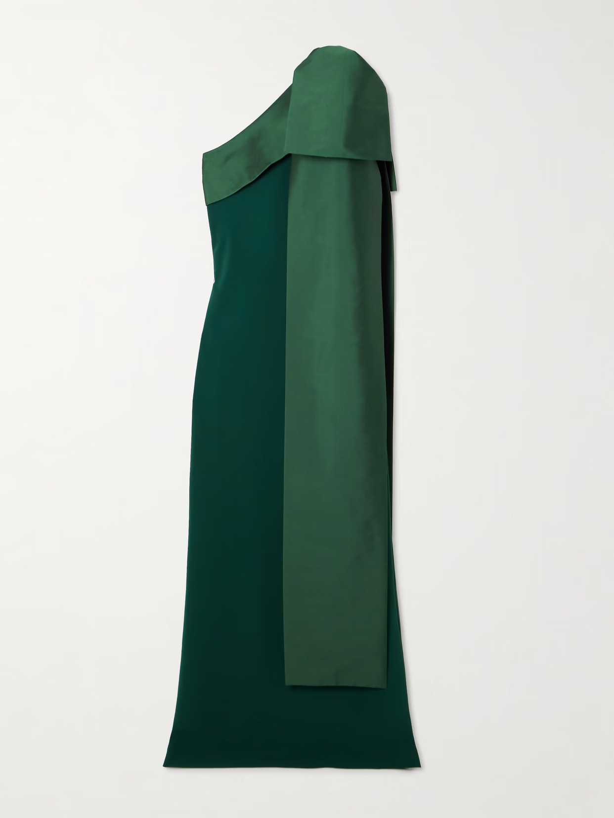 BERNADETTE - Adrian One-shoulder Bow-detailed Crepe And Taffeta Gown - Dark green - FR46 | NET-A-PORTER APAC