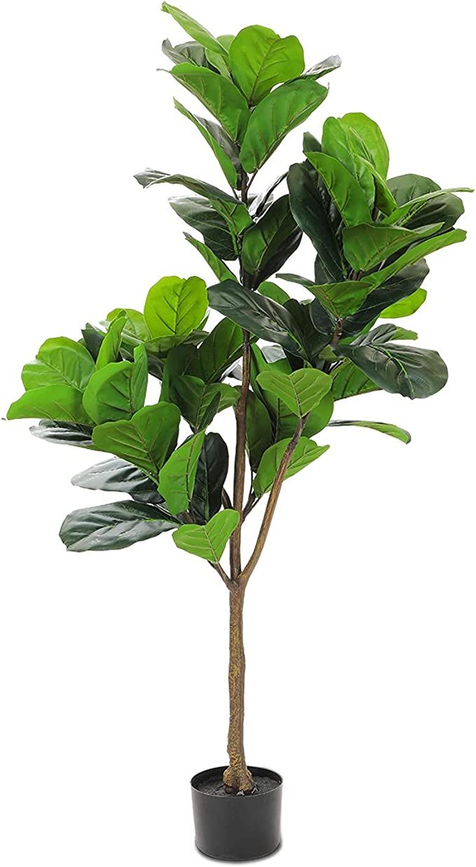 Realead 4ft Artificial Plant Fiddle Leaf Fig Tree Fake Tree in Pot Natural Faux Tree with 66 Leav... | Amazon (US)