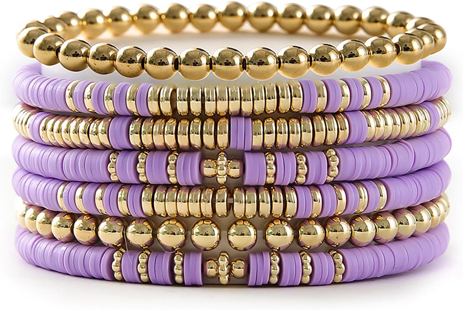 Gold Bracelets for Women 14K Gold Plated Stackable Bracelet Delicate Stackable Gold Bead Bracelet... | Amazon (US)
