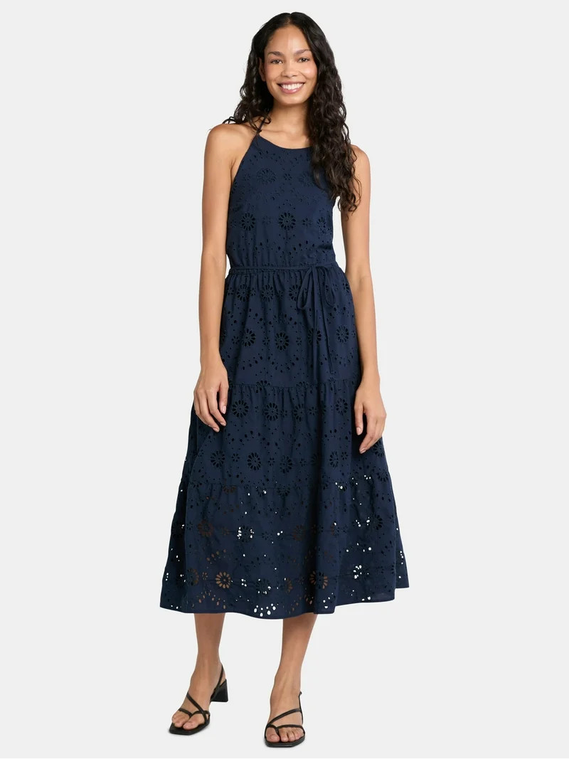 Time and Tru Women's Eyelet Halter Dress, Sizes XS-XXXL. | Walmart (US)