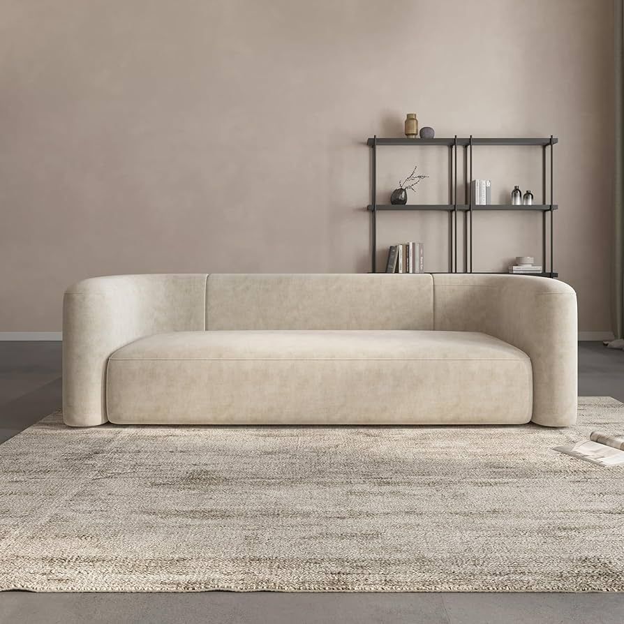 Amazon.com: Acanva Luxury Modern Tight Curved Back Velvet Sofa, Minimalist Style Comfy Couch for ... | Amazon (US)