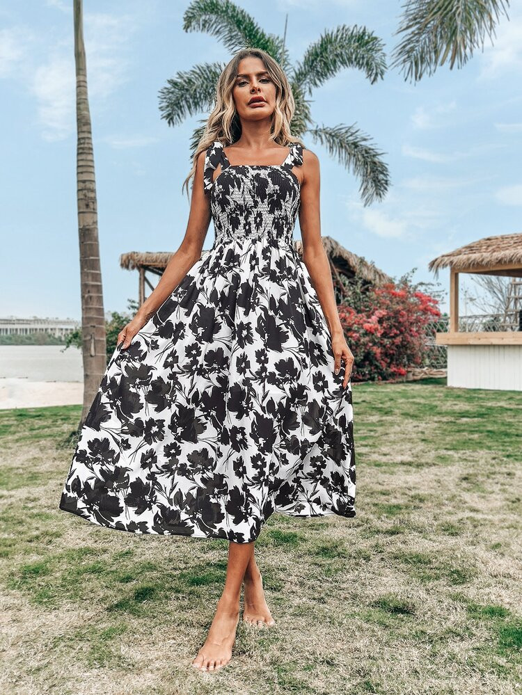All Over Floral Print Shirred Cami Dress | SHEIN